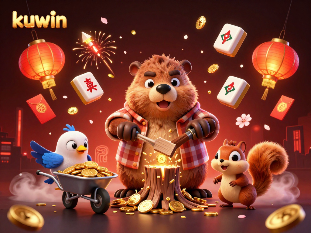 Celebrate successful gaming at kuwin with a vibrant scene filled with gold coins and festive decorations.