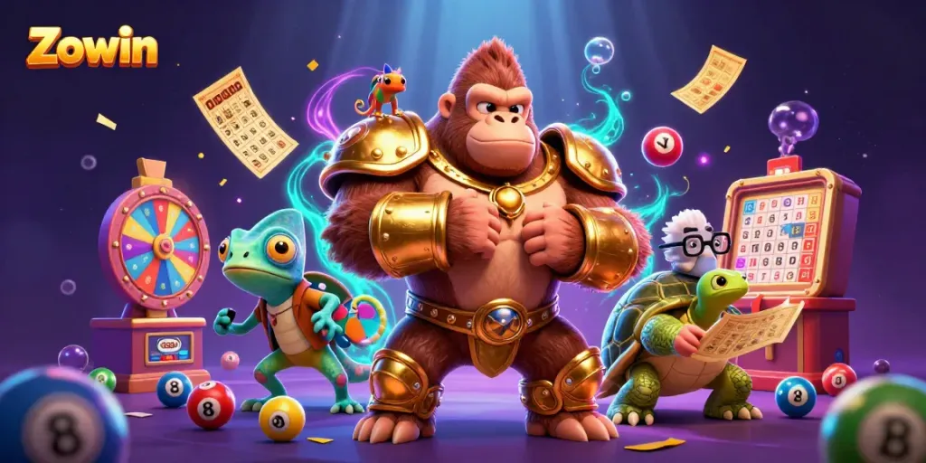 Zowin elevates gaming excitement with vibrant lottery elements and charismatic characters.