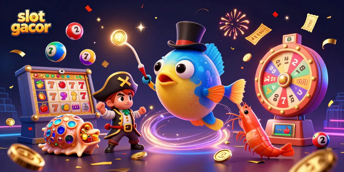 Engage with slot gacor excitement as deep-sea characters delight in vibrant games and golden treasures.