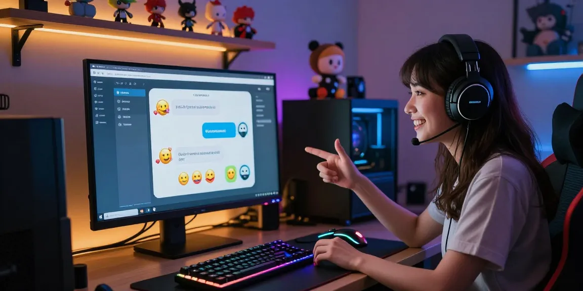 Young woman engaging in an ai chat nsfw experience in a modern gaming room, showcasing a vibrant character interaction.