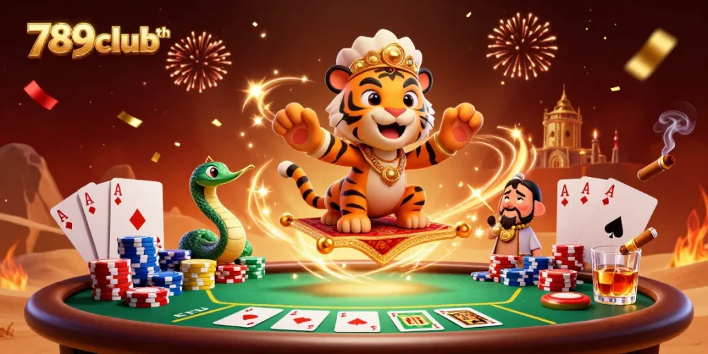 Experience thrilling games at 789clubth with our vibrant casino-inspired illustration featuring lively action.