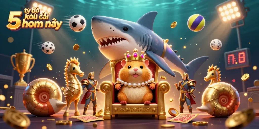 Engage in tỷ lệ kèo nhà cái 5 hôm nay with dynamic 3D illustration featuring sports betting elements.