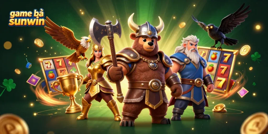 Experience exciting game bài sunwin with thrilling slot elements in a vibrant 3D illustration.