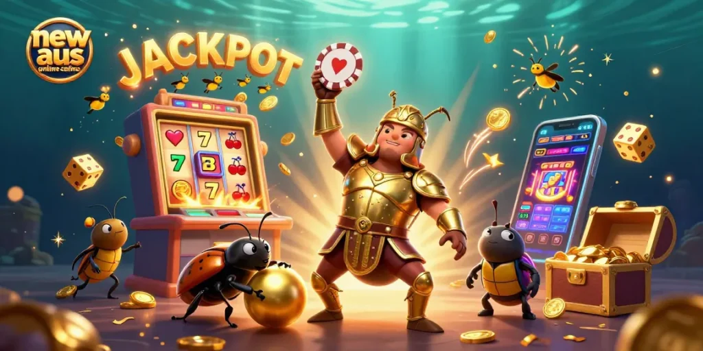 Experience thrilling wins at a new aus online casino with giant jackpots and vibrant game symbols.
