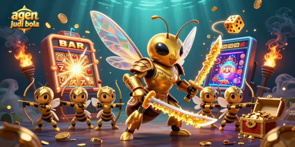Engage with the thrilling agen judi bola experience involving colorful slot machines and dynamic game elements.