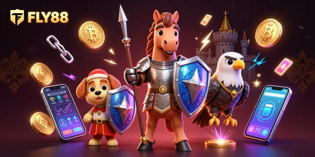 Engage with FLY88 for thrilling gaming experiences featuring knights and crypto elements.