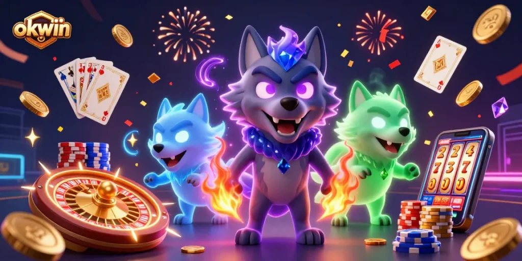 Engage with OKWIN to experience thrilling casino adventures featuring vibrant characters, games, and rewards.